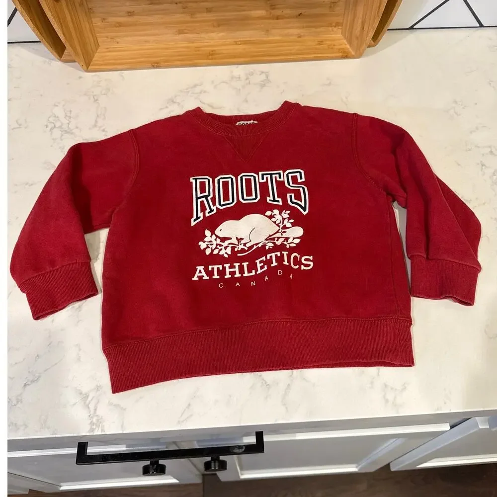 Roots Athletics Canada sweatshirt maroon kids size 4 Gorpcore casual athleisure